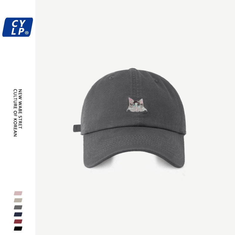 Wholesale Preppy style sweet and cute kitten embroidered baseball cap